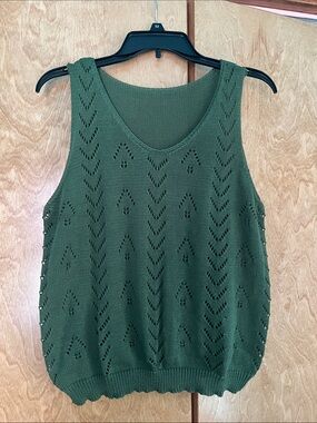 SHEIN Olive Green Knit V-Neck Tank